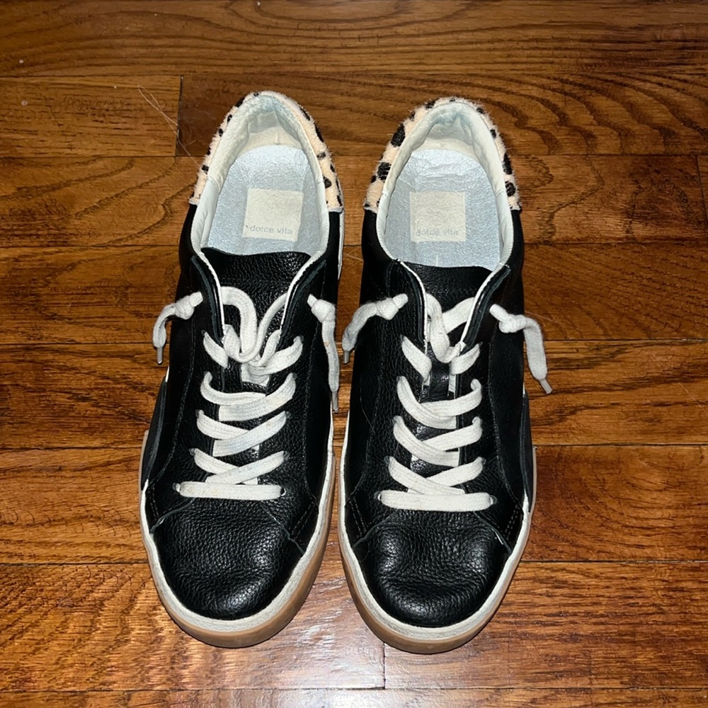 Dolce Vita Black Faux Leather Tennis Shoes